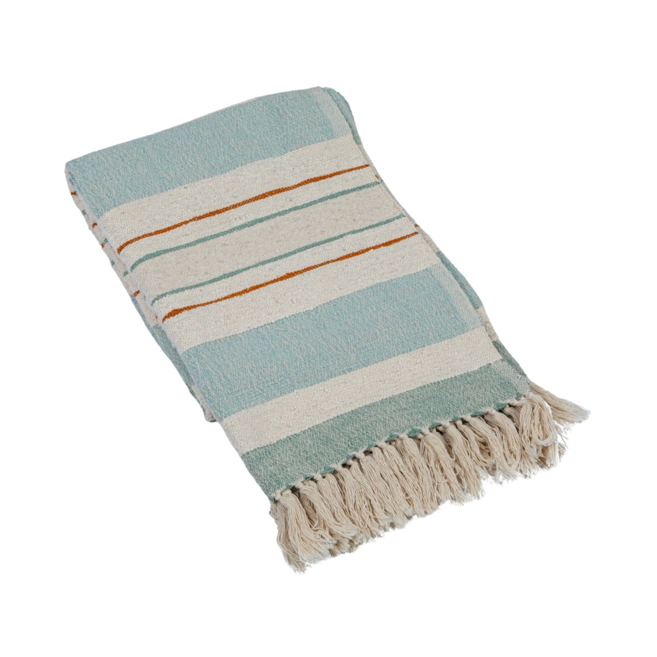 Hello Honey® 60" Multicolor Striped Woven Cotton & Linen Throw with Fringe